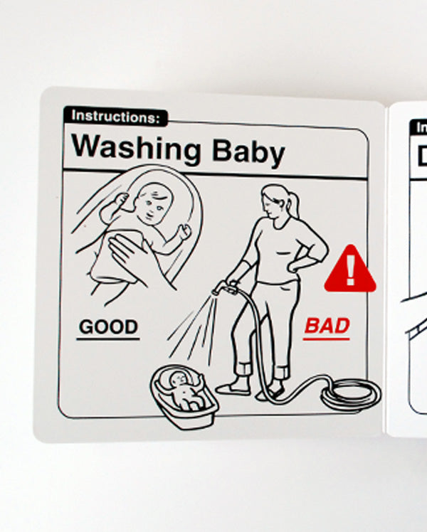funny baby book handling instructions from wrybaby