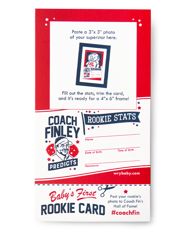 A special gift with each Coach Finley baby sports jersey - a rookie card that you can frame and hang in any baby nursery