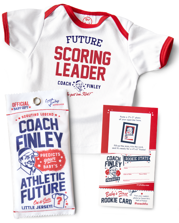 Coach Finley predicts your baby's athletic future on a cute baby sports jersey