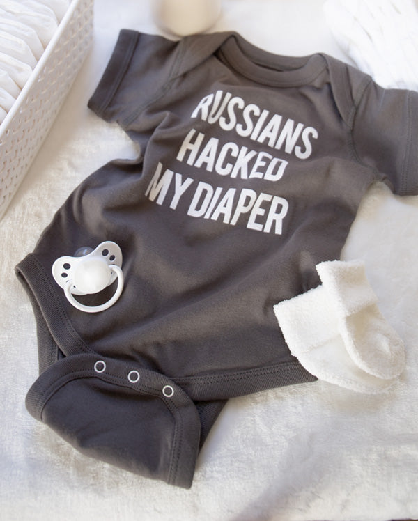 Russians Hacked My Diaper by wrybaby gray cotton