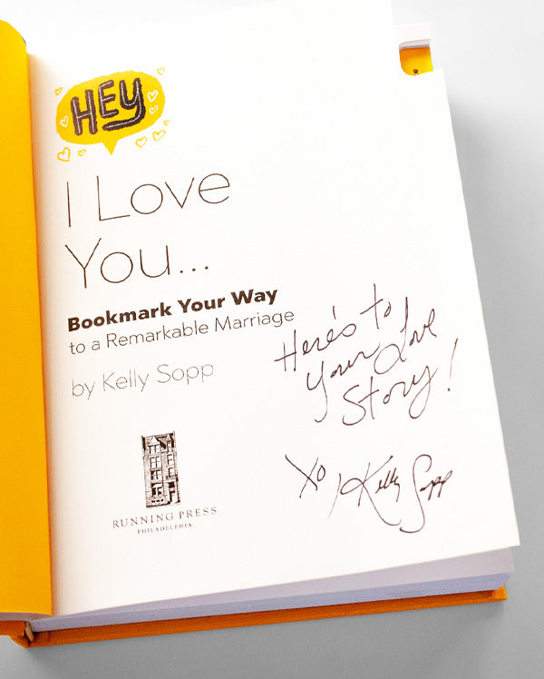 The front page of the book, 'Hey, I Love You...' signed by the author,  Kelly Sopp